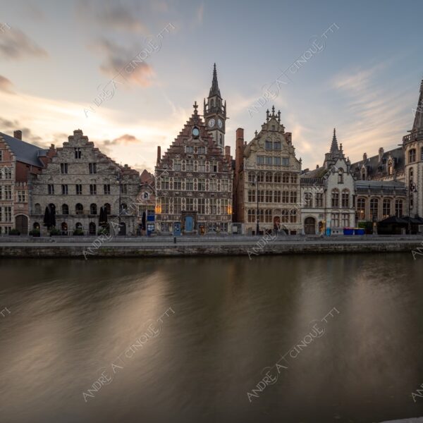 gent gand fiume river ponte bridge antico ancient borgo borough medievale medieval lunga esposizione long exposure sole sun alba sunrise dawn crepuscolo dusk twilight