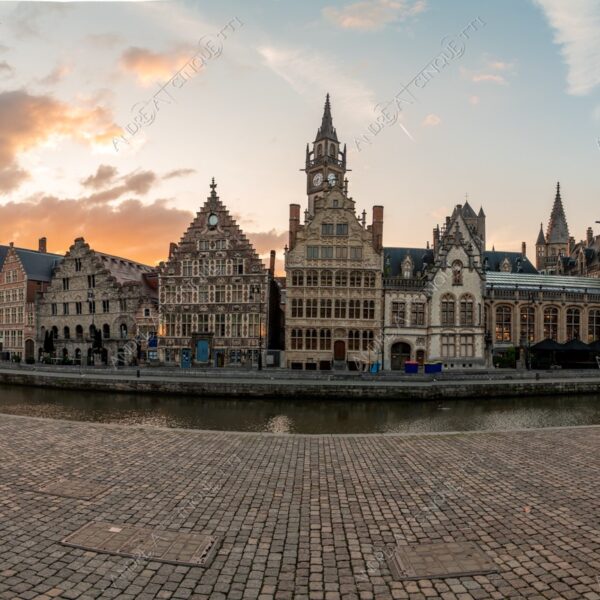 gent gand fiume river ponte bridge antico ancient borgo borough medievale medieval panorama panoramic sole sun alba sunrise dawn crepuscolo dusk twilight