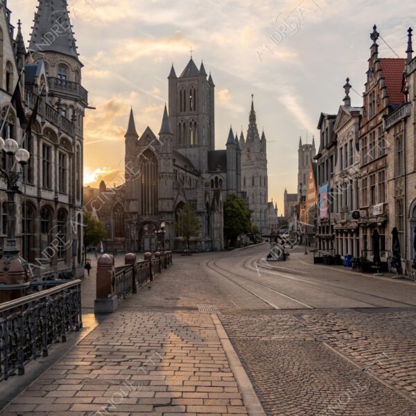 gent gand ponte bridge antico ancient borgo borough medievale medieval sole sun alba sunrise dawn crepuscolo dusk twilight