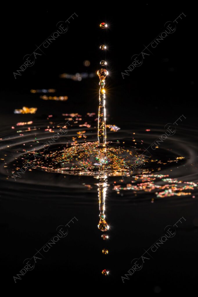 macro photography goccia gocce d'acqua water drop drops high speed sync riflessi reflections splash colori colours bounce bouncing porporina