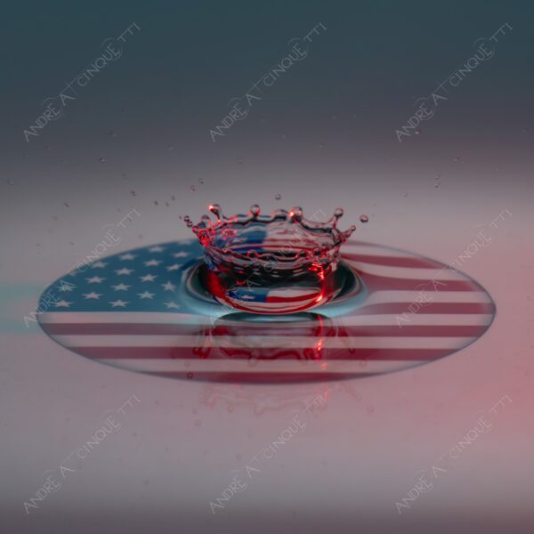 macro photography goccia gocce d'acqua water drop drops droplet droplets high speed sync studio photography riflessi reflections splash colori colours bounce bouncing bandiera flag usa unites states of america stars and stripes