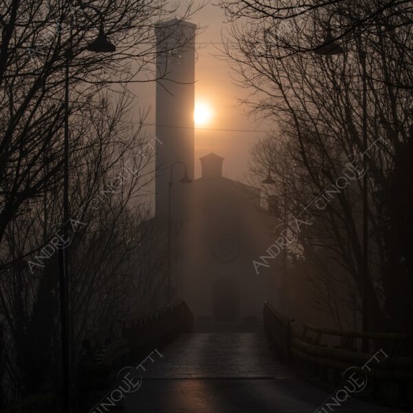 balbiano colturano campagna countryside alba sunrise tramonto sunset sundown crepuscolo twilght dusk fiume river addetta chiesa church ponte bridge campanile belltower belfry steeple nebbia fog foschia misty controluce backlit backlight profilo silhouette sole sun