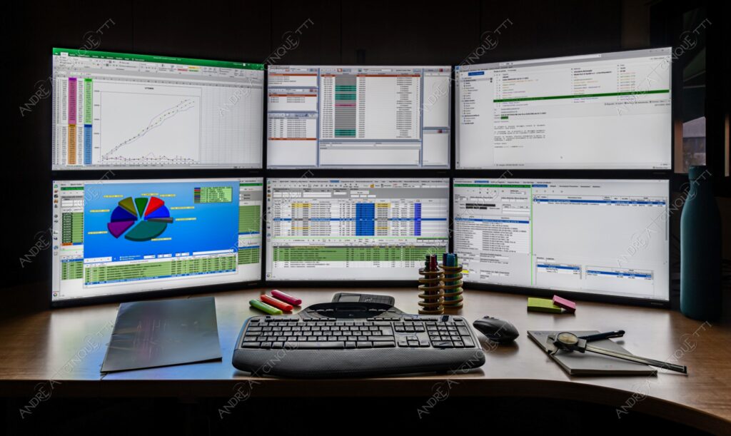 still life ufficio office monitor plancia di comando dashbord deck